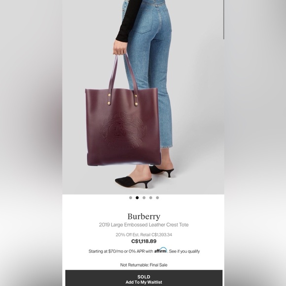 Authentic Burberry Tote - Picture 2 of 2